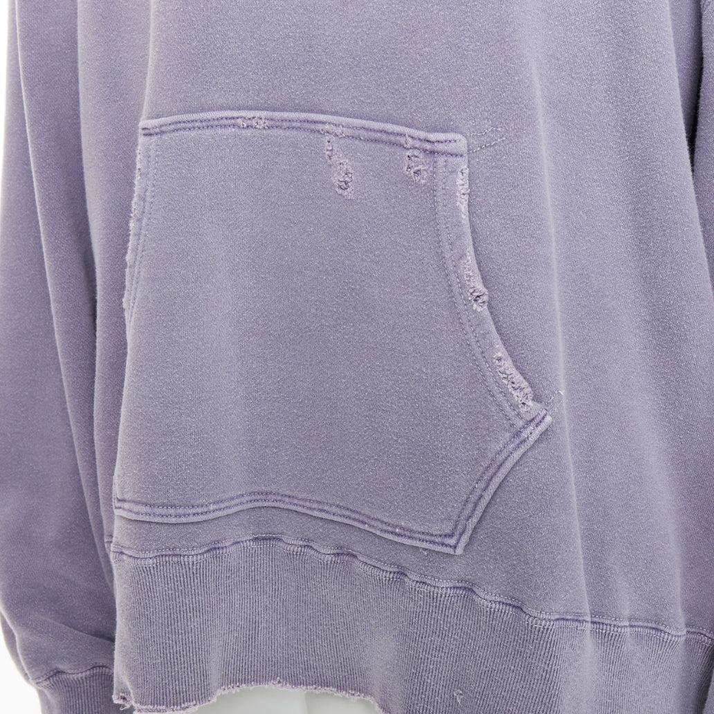 ANCELLM sudadera con capucha lavada de algodón morado con detalles desgastados y bolsillos Sz1 S en venta 2