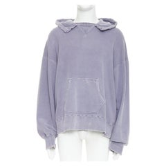 ANCELLM washed purple cotton distressed details pocketed hoodie Sz1 S