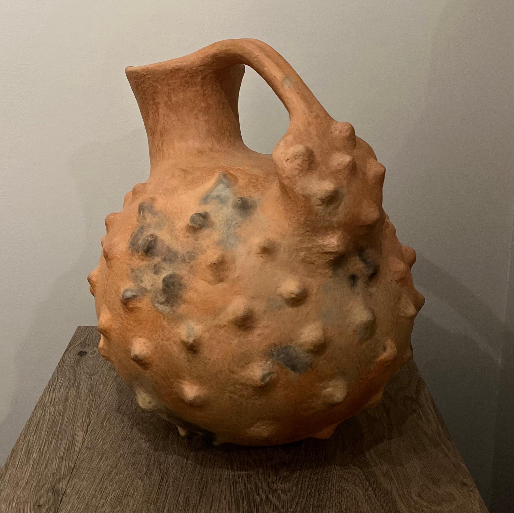 Mexican Ancestral Terracotta Vase with Spikes