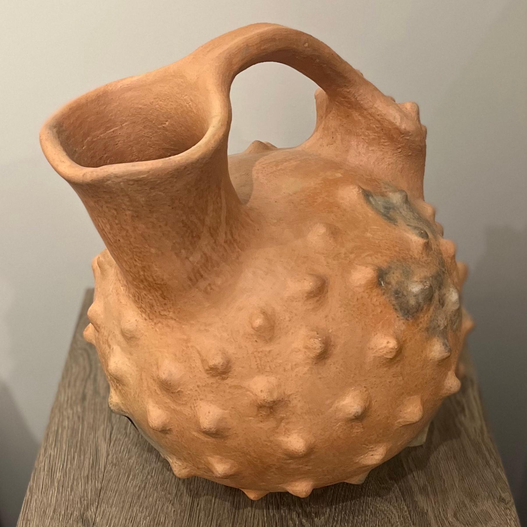 Ancestral Terracotta Vase with Spikes In New Condition In Los Angeles, CA