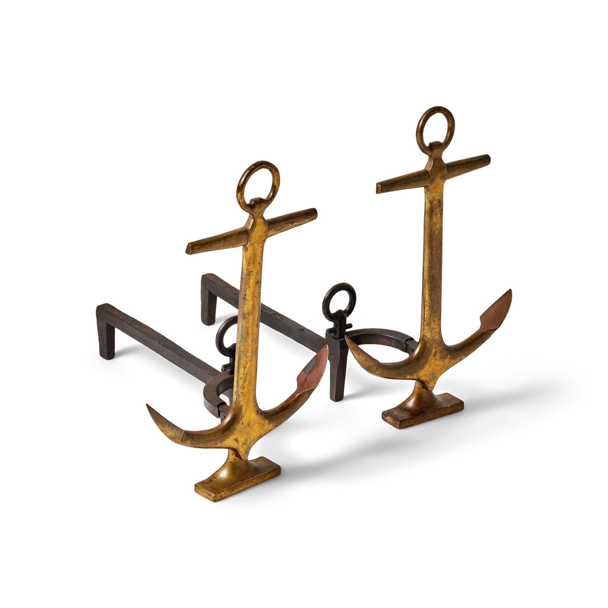 Anchor Andirons In Excellent Condition For Sale In Sagaponack, NY