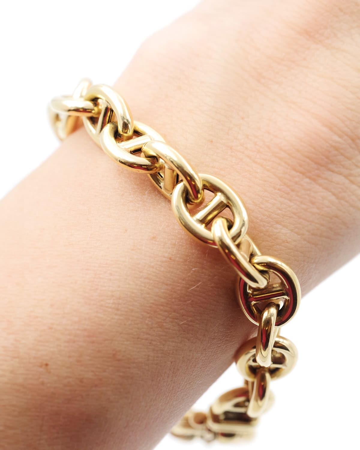 Bracciale con catena ad ancora in oro cavo 18k, bracciale a catena usato In condizioni buone in vendita a PARIS, FR