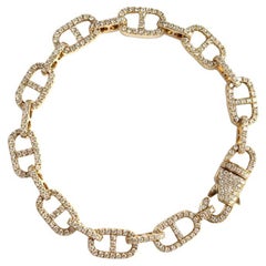 Tess Van Ghert Bracelet à chaîne ancre en or jaune 18 carats et diamants