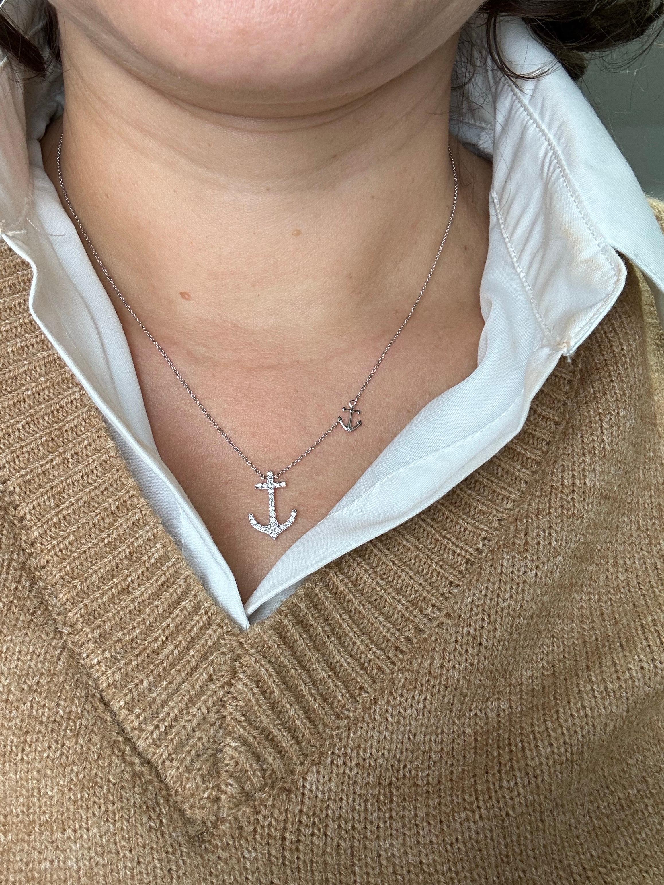Taglio brillante Collana con diamanti Anchor in oro 14KT splendidamente realizzata! in vendita