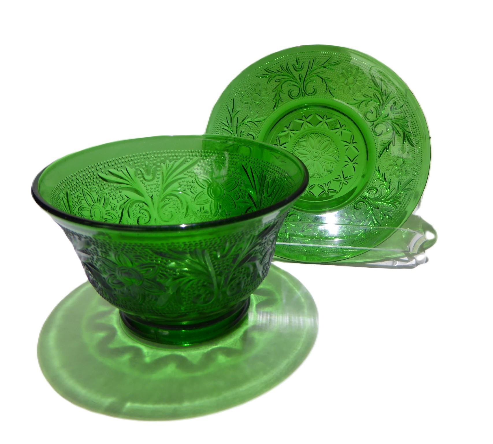 Américain Anchor Hocking Verre à dépression Sandwich Patt. Greene & Greene 1950 - 23 pièces en vente