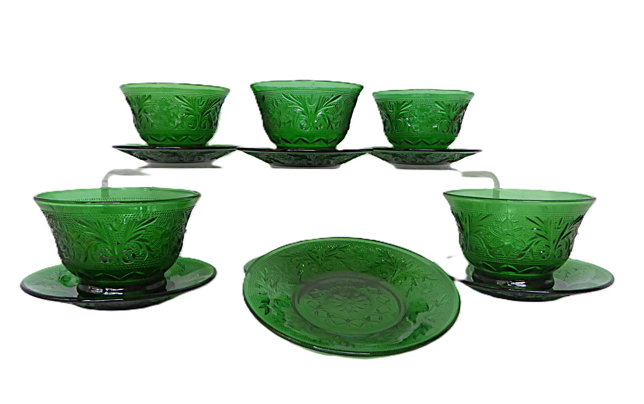 Anchor Hocking Verre à dépression Sandwich Patt. Greene & Greene 1950 - 23 pièces Bon état - En vente à Miami, FL