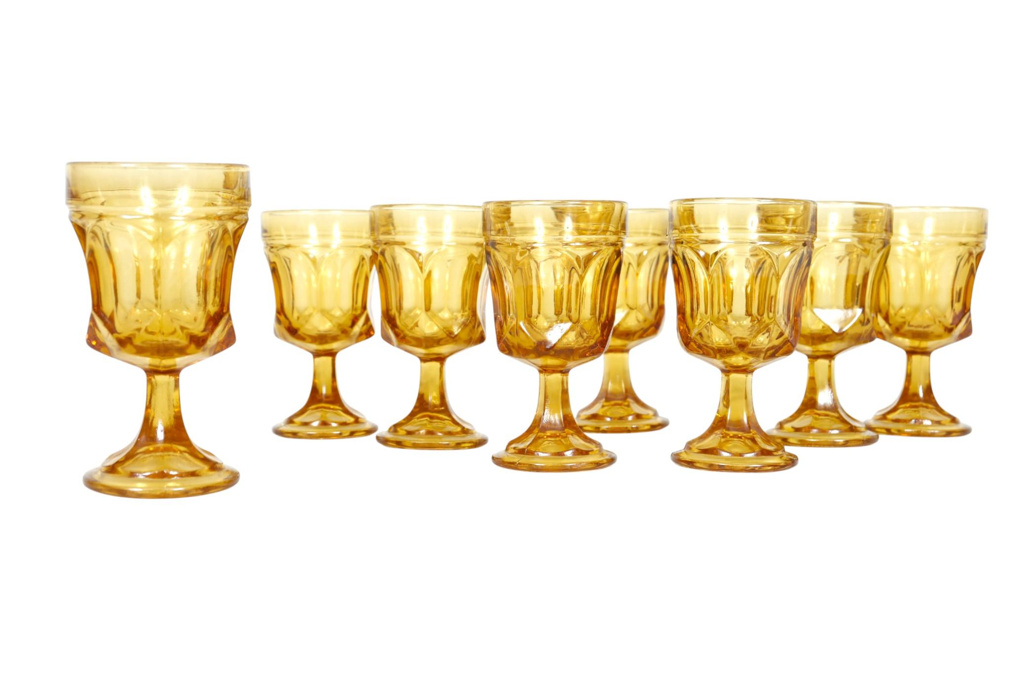 Mid-Century Modern Anchor Hocking Fairfield Amber Glasses, Set of 8 For Sale