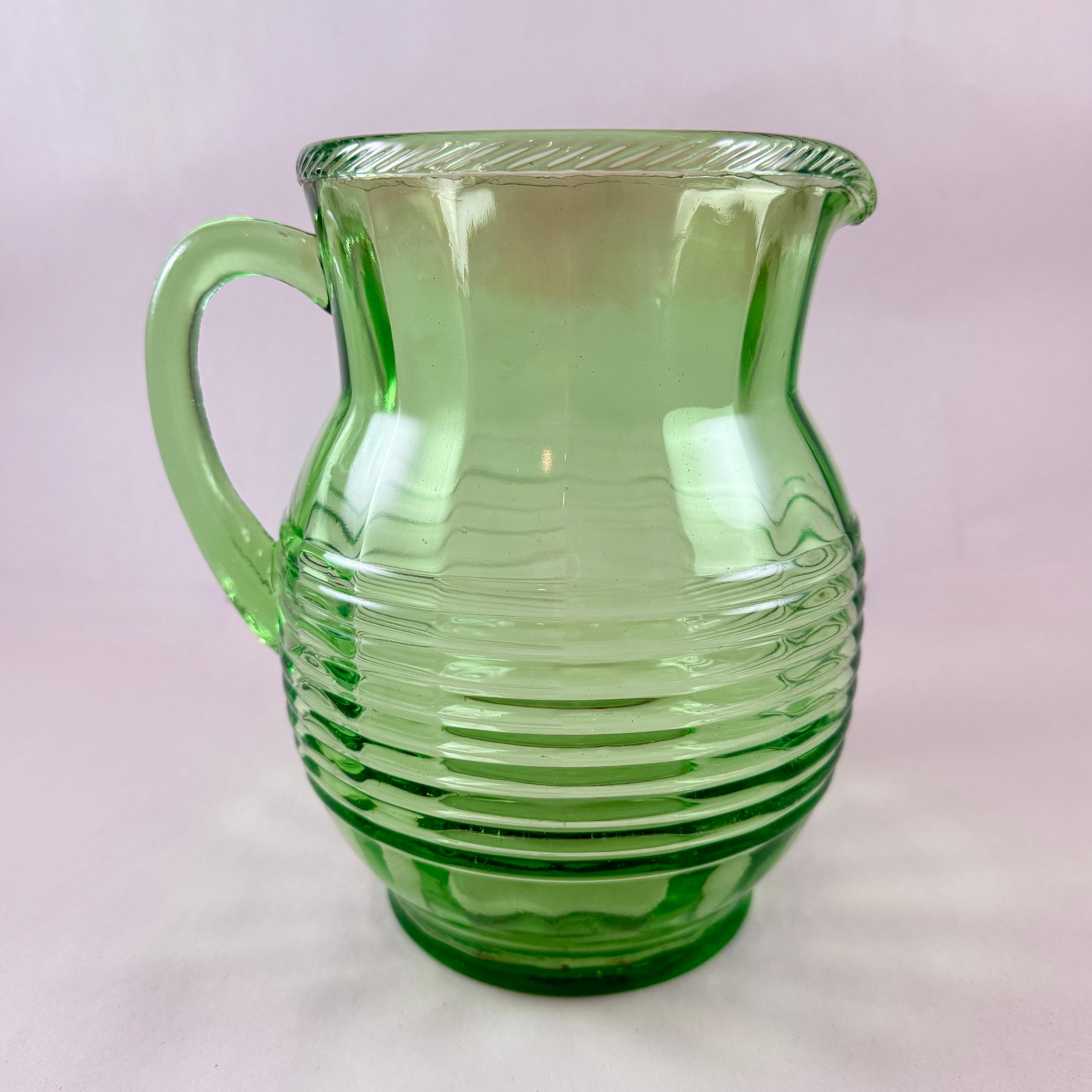 Anchor Hocking Jarra grande de 2 litros de vidrio verde uranio en venta 6