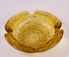Anchor Hocking Soreno Textured Amber Glass Ashtray Harvest Gold