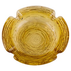 Vintage Anchor Hocking Soreno Textured Amber Glass Ashtray Harvest Gold