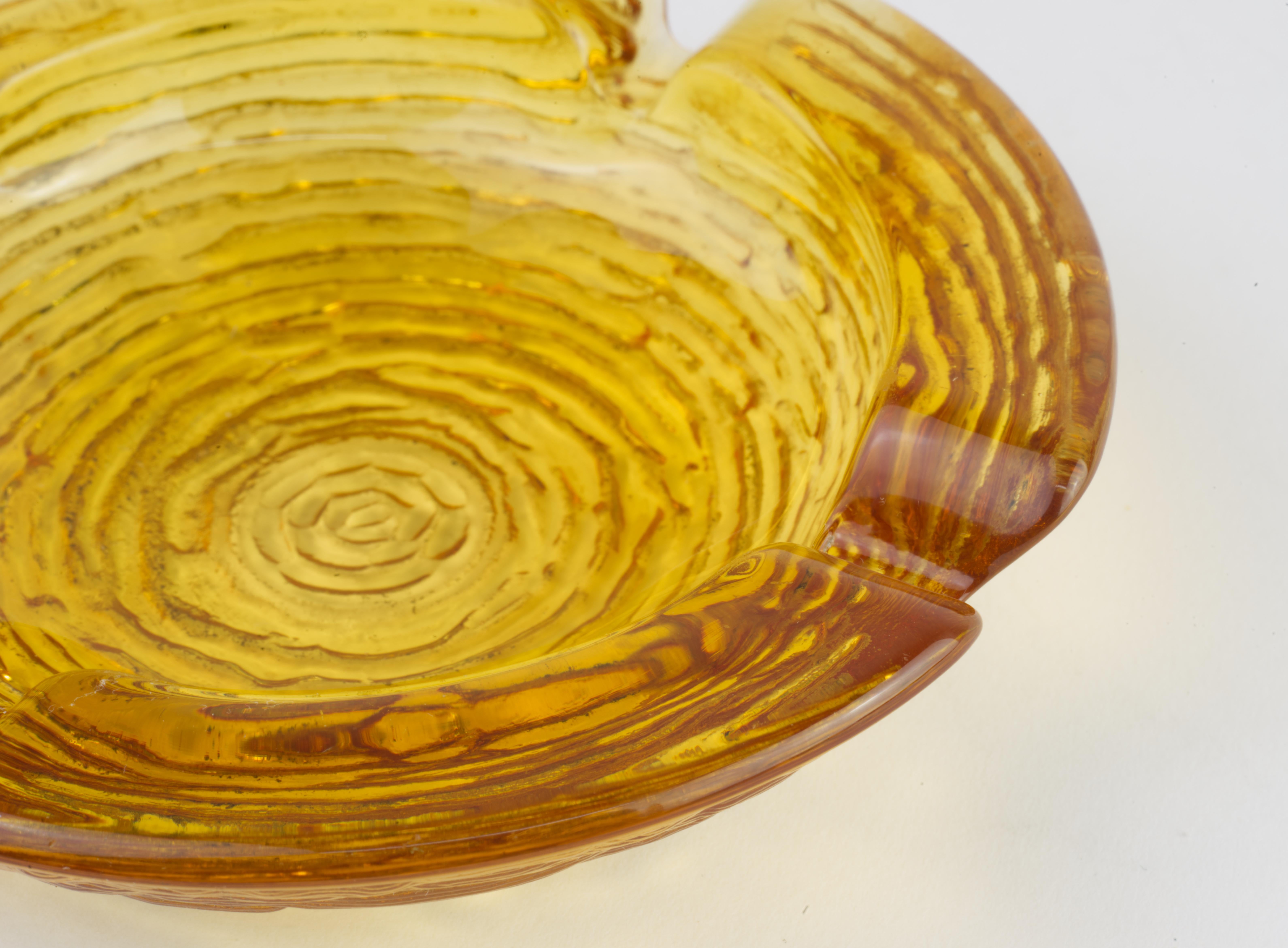 Art Glass Anchor Hocking Soreno Textured Amber Glass Ashtray Vintage American For Sale