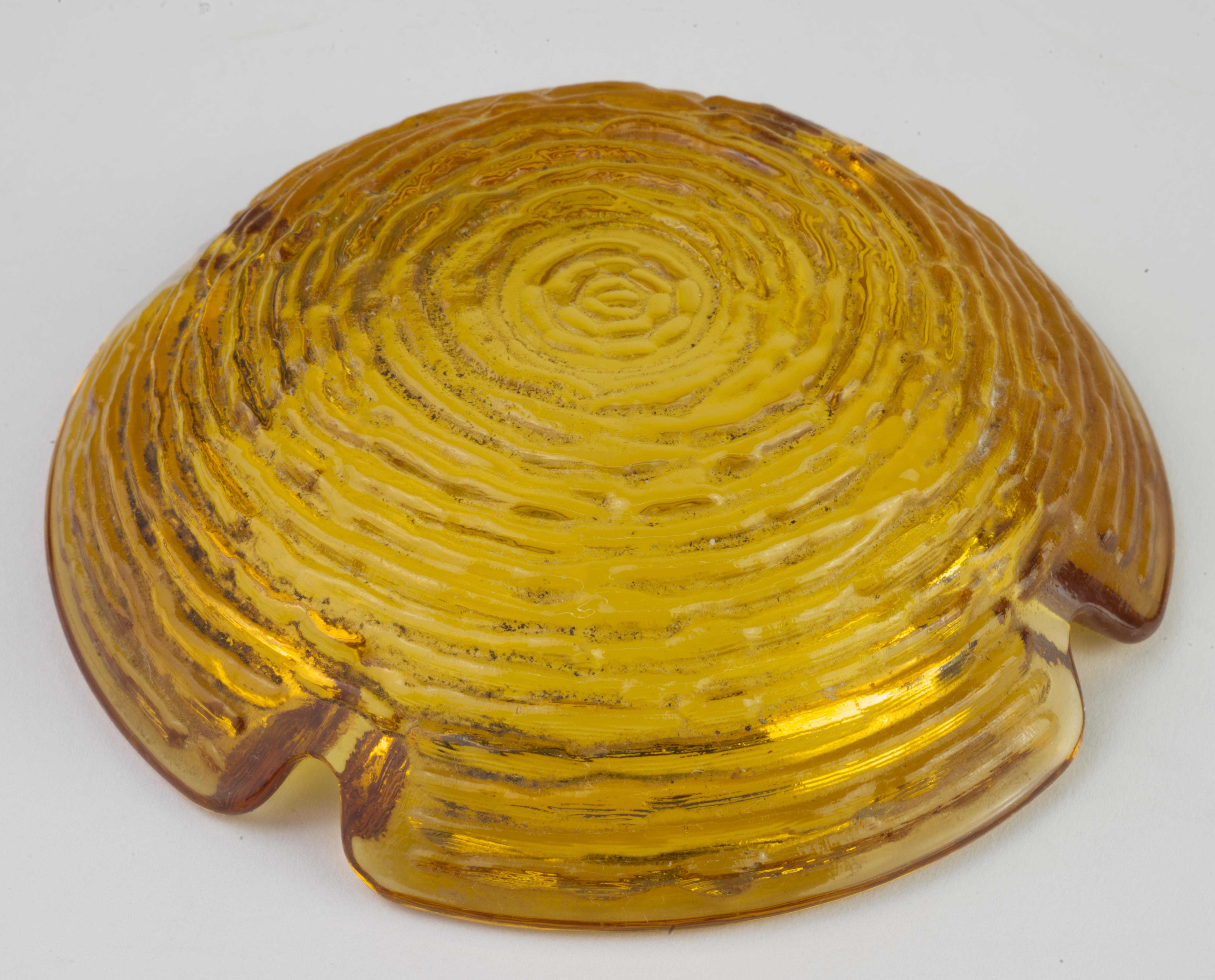 Anchor Hocking Soreno Textured Amber Glass Ashtray Vintage American For Sale 1