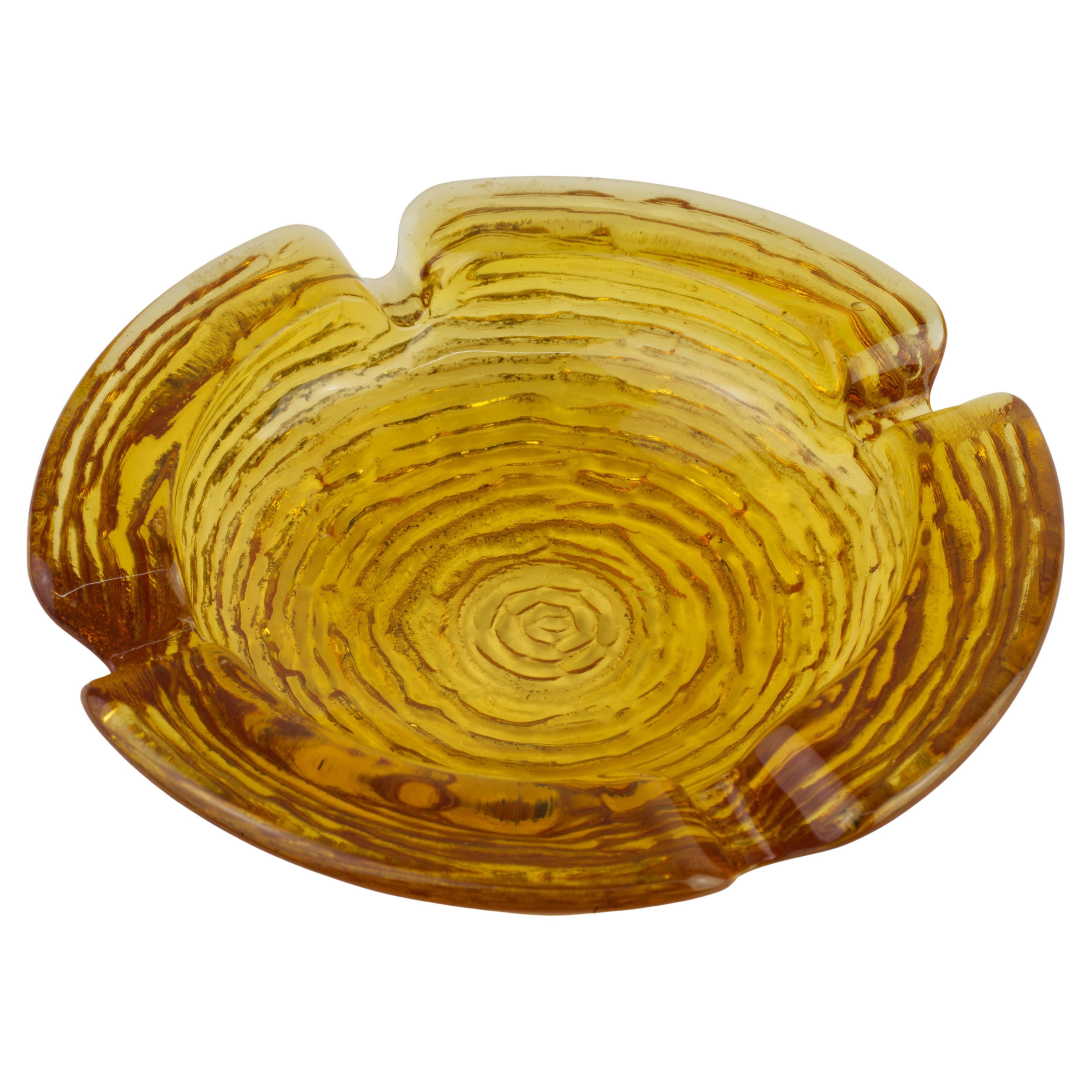 Anchor Hocking Cenicero de cristal ámbar texturizado Soreno Vintage American