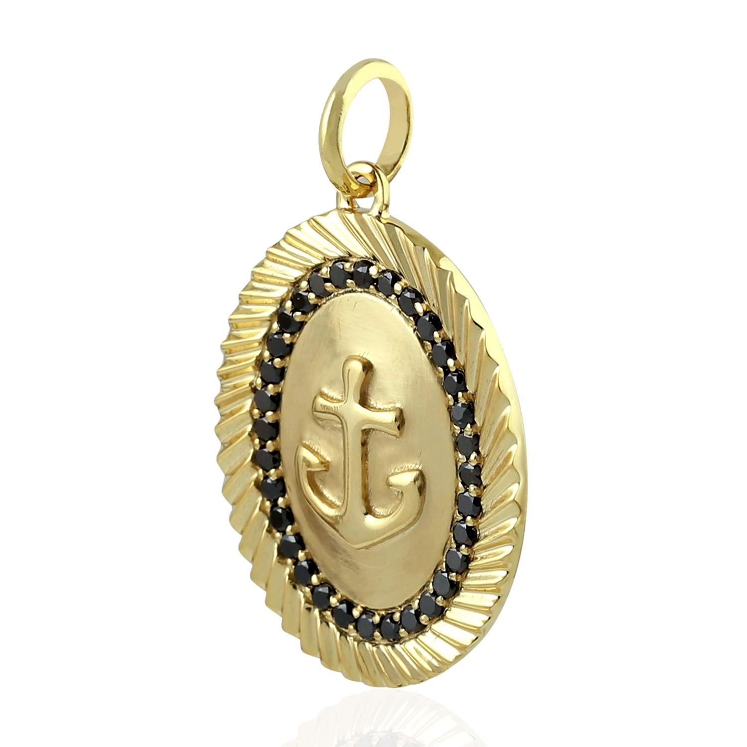 The 14 karat gold pendant medallion is set with .29 carats of shimmering diamonds. Anchor symbolizes strength.  It represents a secure and stable person. A person that is firmly grounded in their beliefs and in tune with who they truly are, hold
