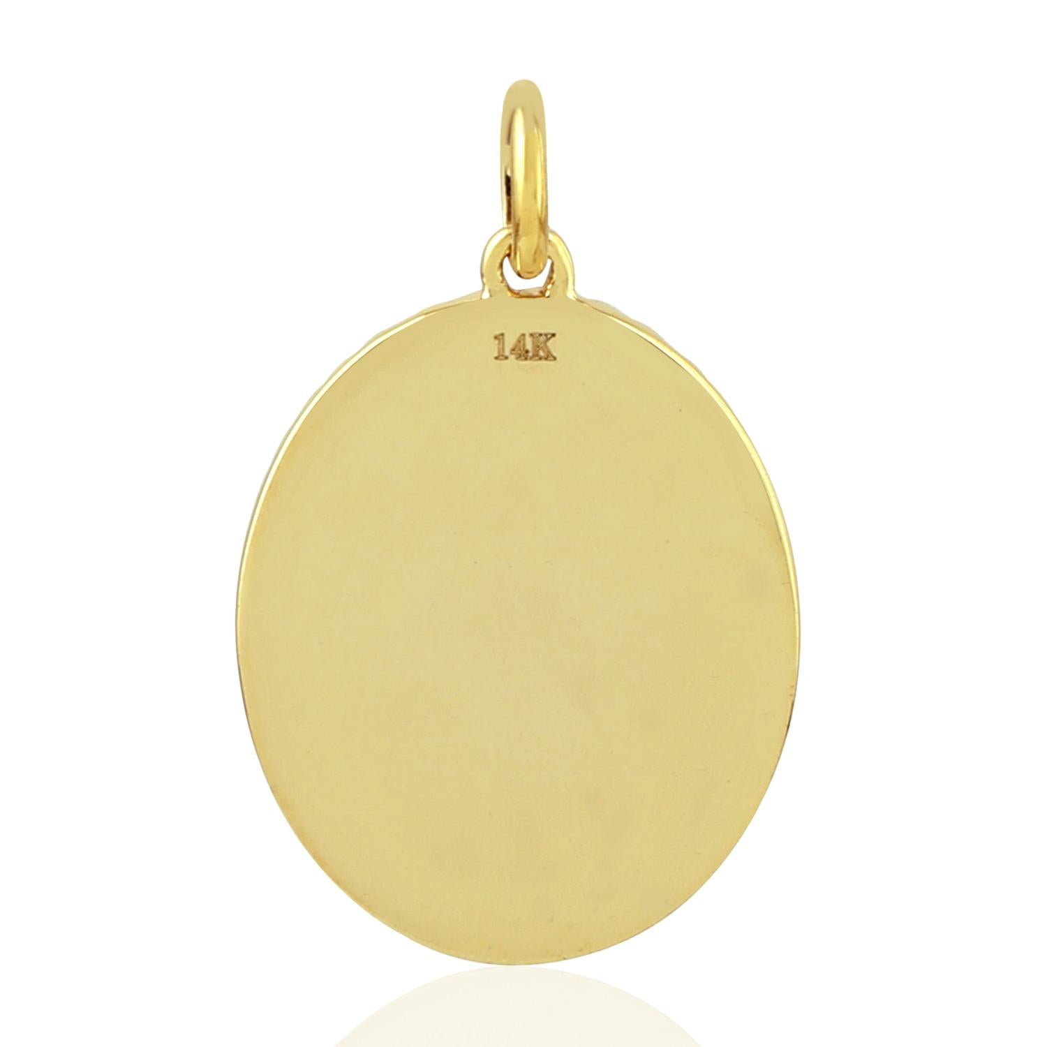 Modern Anchor Medallion 14 Karat Gold Diamond Pendant Necklace For Sale