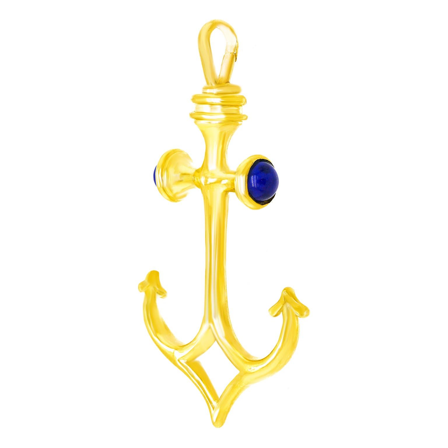 Anchor Pendant with Lapis For Sale 2