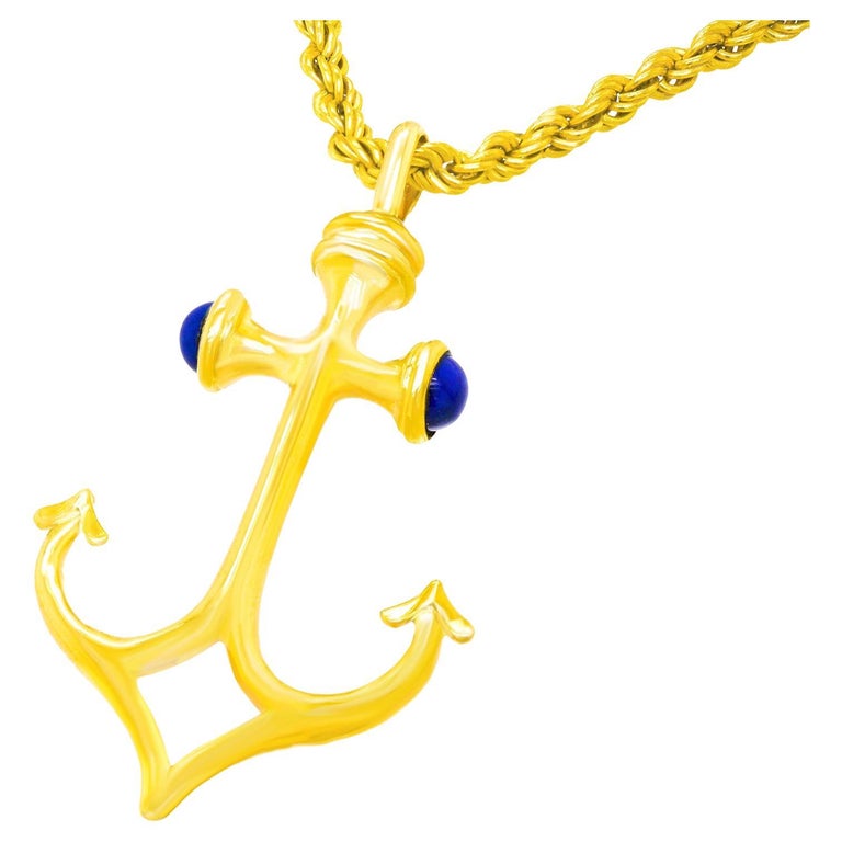 Anchor Pendant with Lapis For Sale at 1stDibs