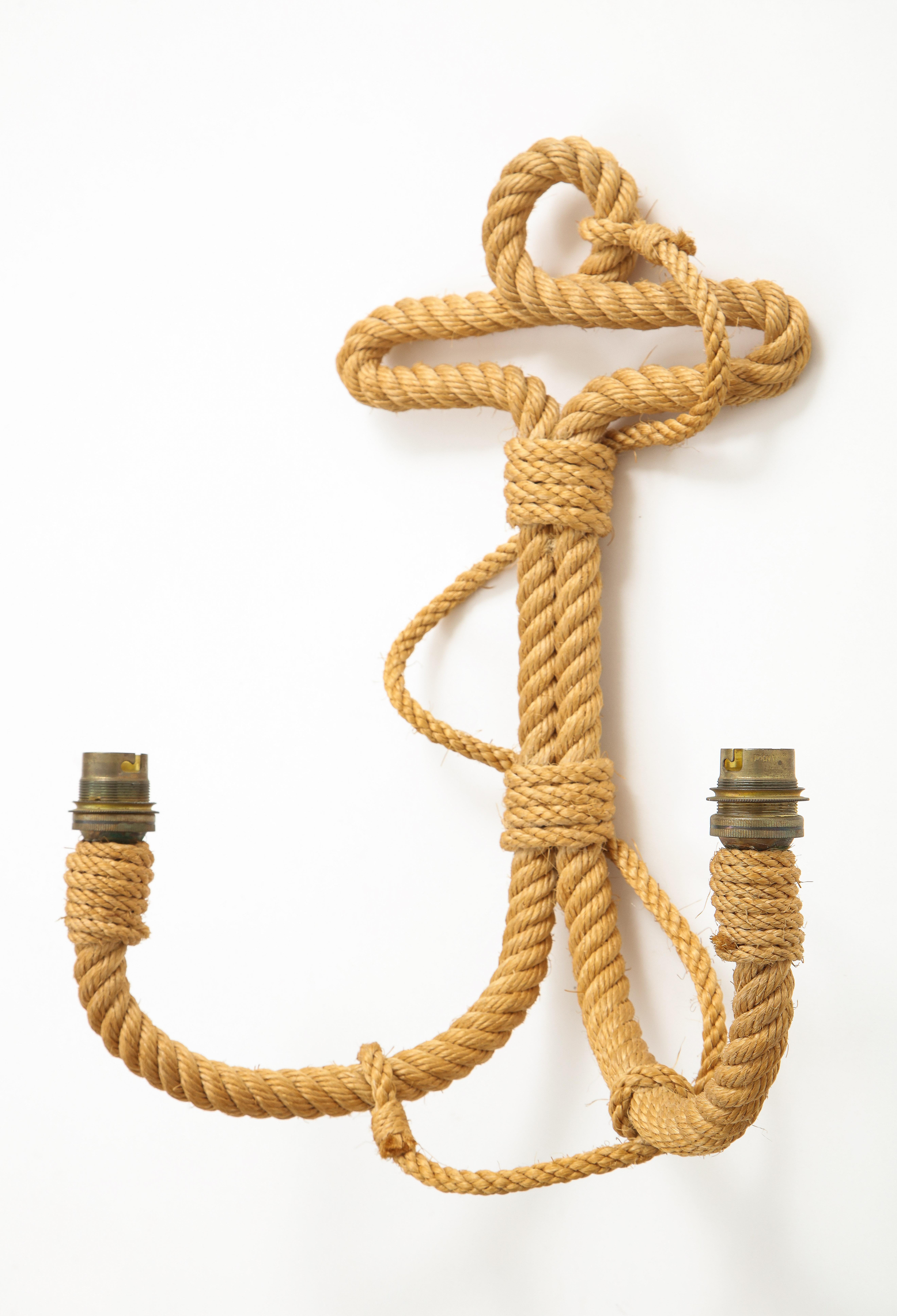 Anchor Shaped Rope Wall Light by Audoux Minnet, France, 1960's 2