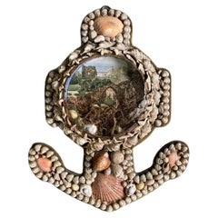Anchor-shaped Seashell Valentine Large Diorama with Architectural Ruins