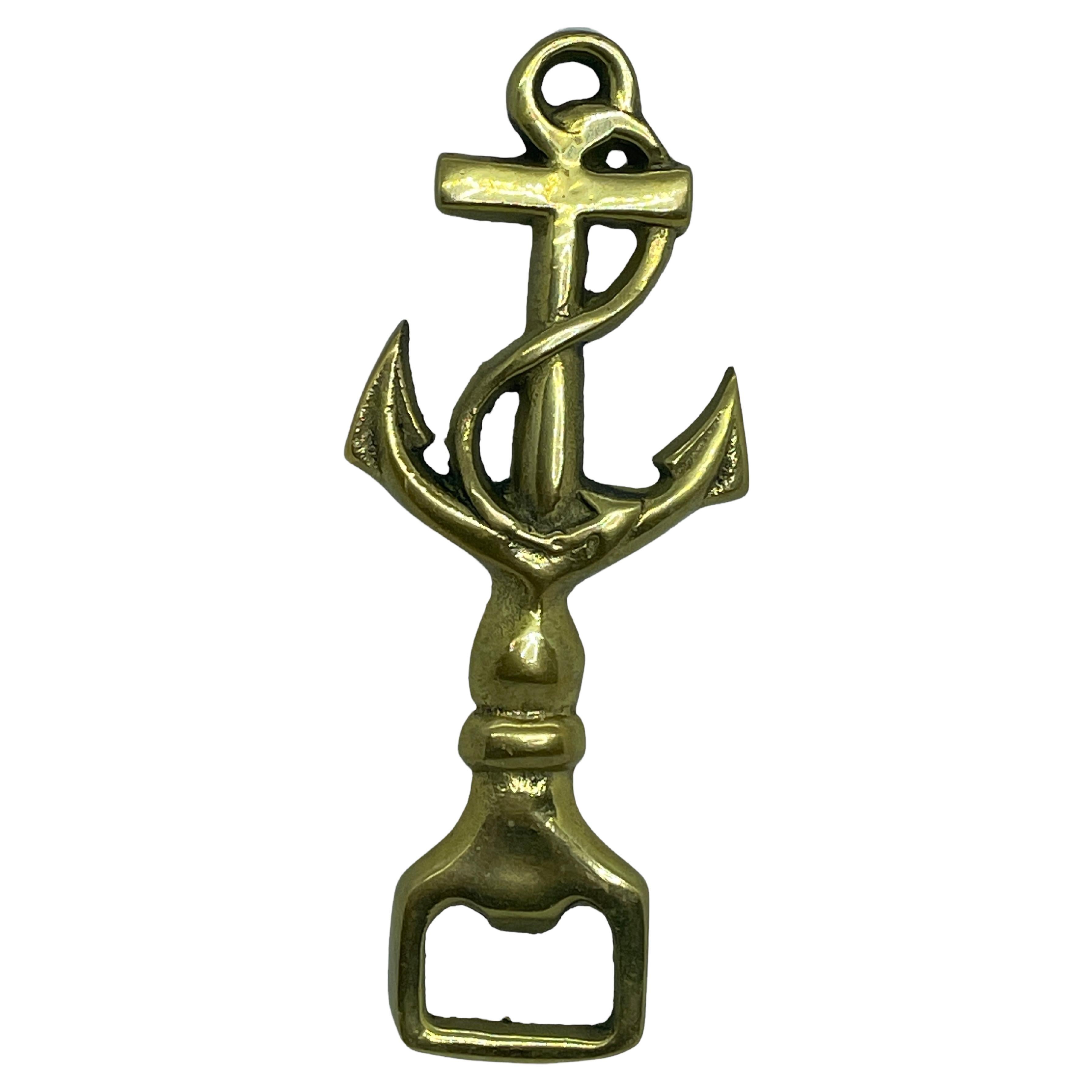 Anchor Vintage Bottle Opener Mid-Century Modern Metal Breweriana Barware For Sale