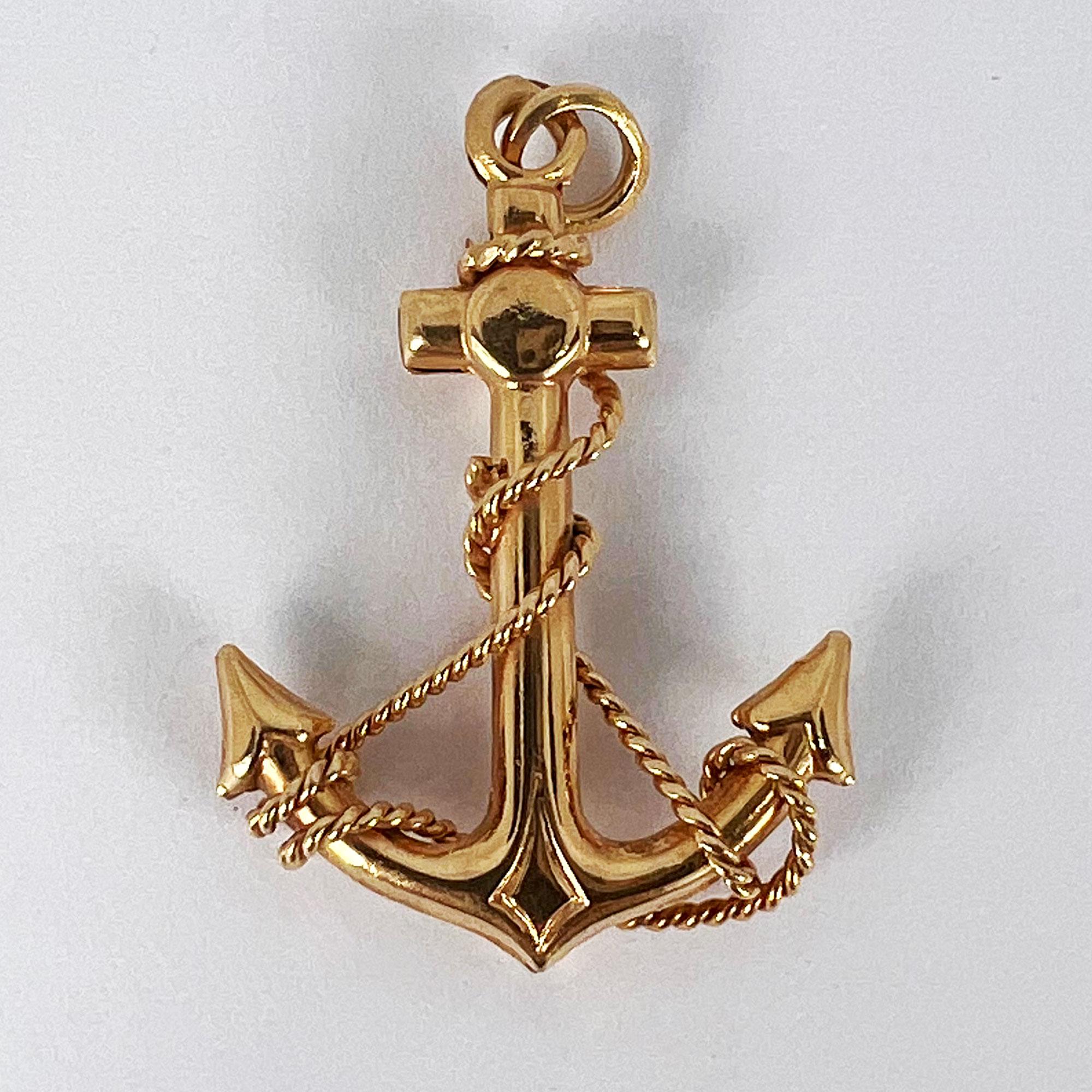 Anchor with Rope 14K Yellow Gold Pendant 8