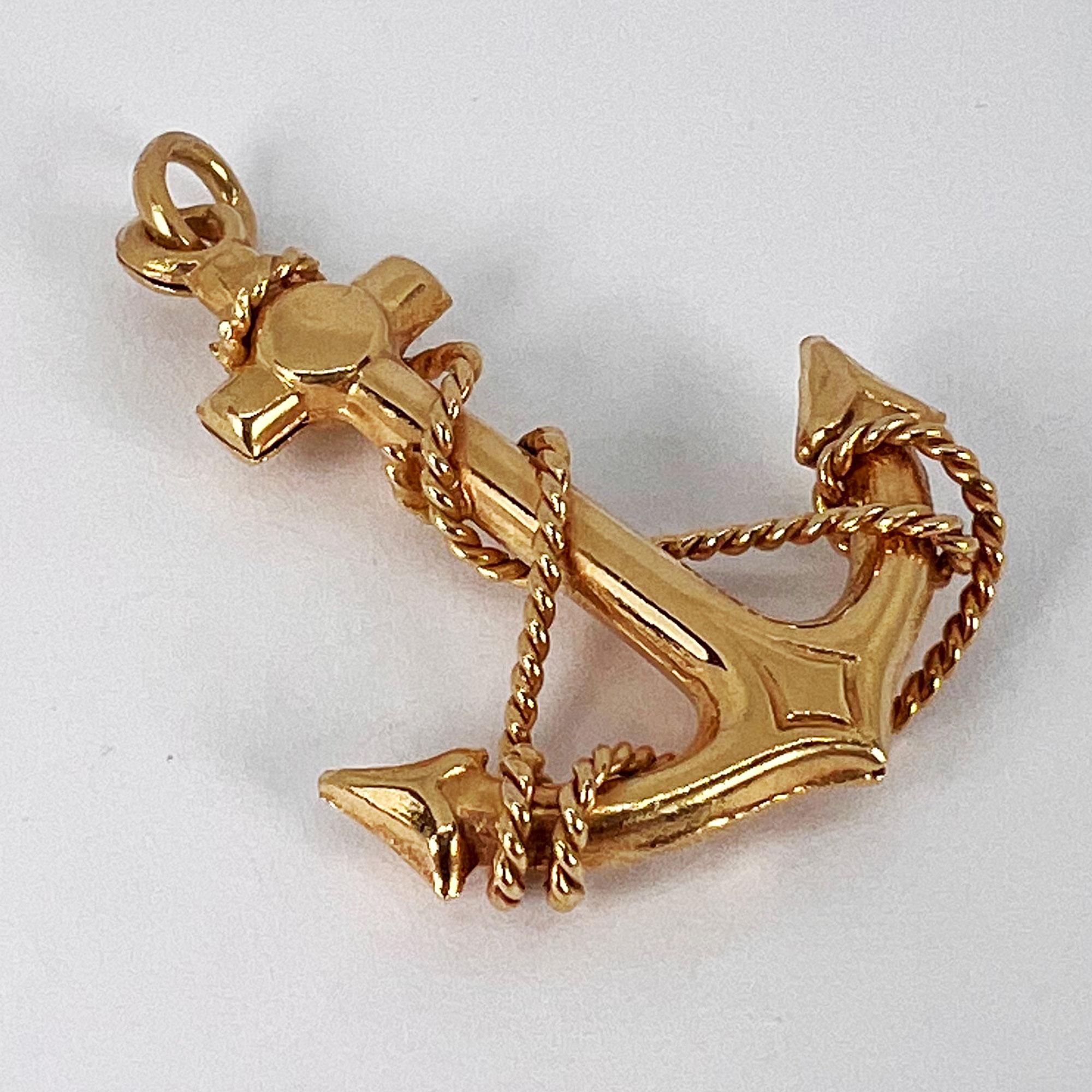 Anker mit Seil-Anhänger aus 14 Karat Gelbgold 10