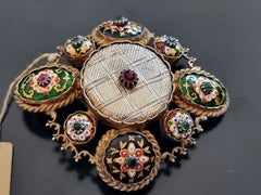 Ancienne BROCHE XIXème, Emaux, Argent, Vermeil, Antik BROOCH, Bourgogne France