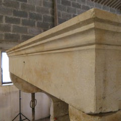 17th Century French Louis XIII Limestone Fireplace – Monumental Hand-Carved Mant