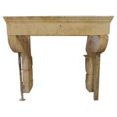 17th Century French Louis XIII Limestone Fireplace – Monumental Hand-Carved Mant