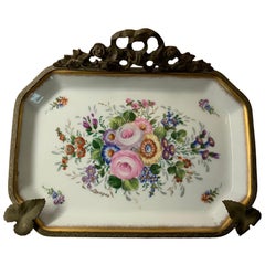 Antique Ancienne Manufacture Royale et Imperiale de Porcelaines Bronze Porcelain Tray