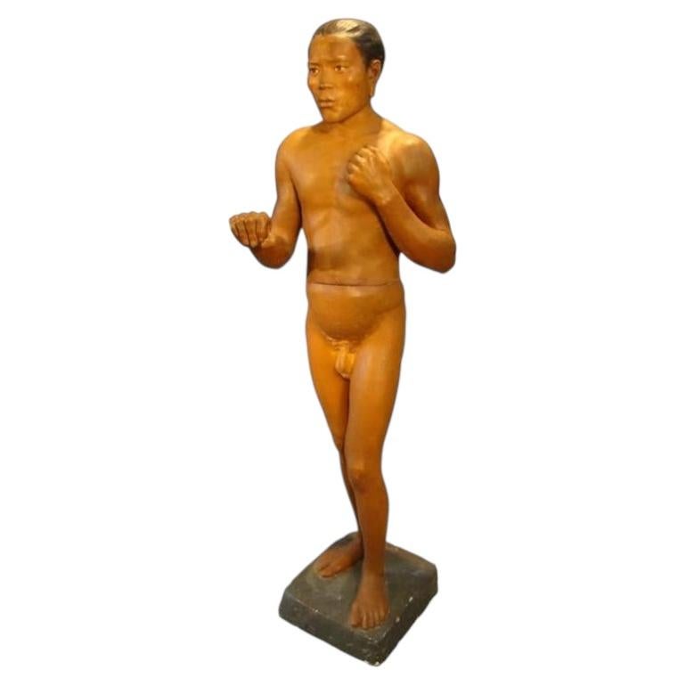 Ancienne statue de musée en plâtre polychrome, datant de 1900/1930 environ. en vente