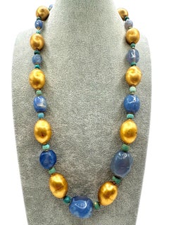 Ancient 10th–8th Century BCE 14K Yellow Gold and Chalcedony Bead Necklace