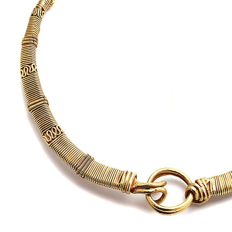 Contemporary Ancient 24K Yellow Gold Necklace with Pure Gold For Sale
