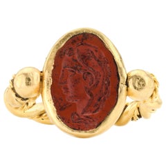 Ancient 3rd Century AD Roman Empire Jasper Good Luck Intaglio Ring