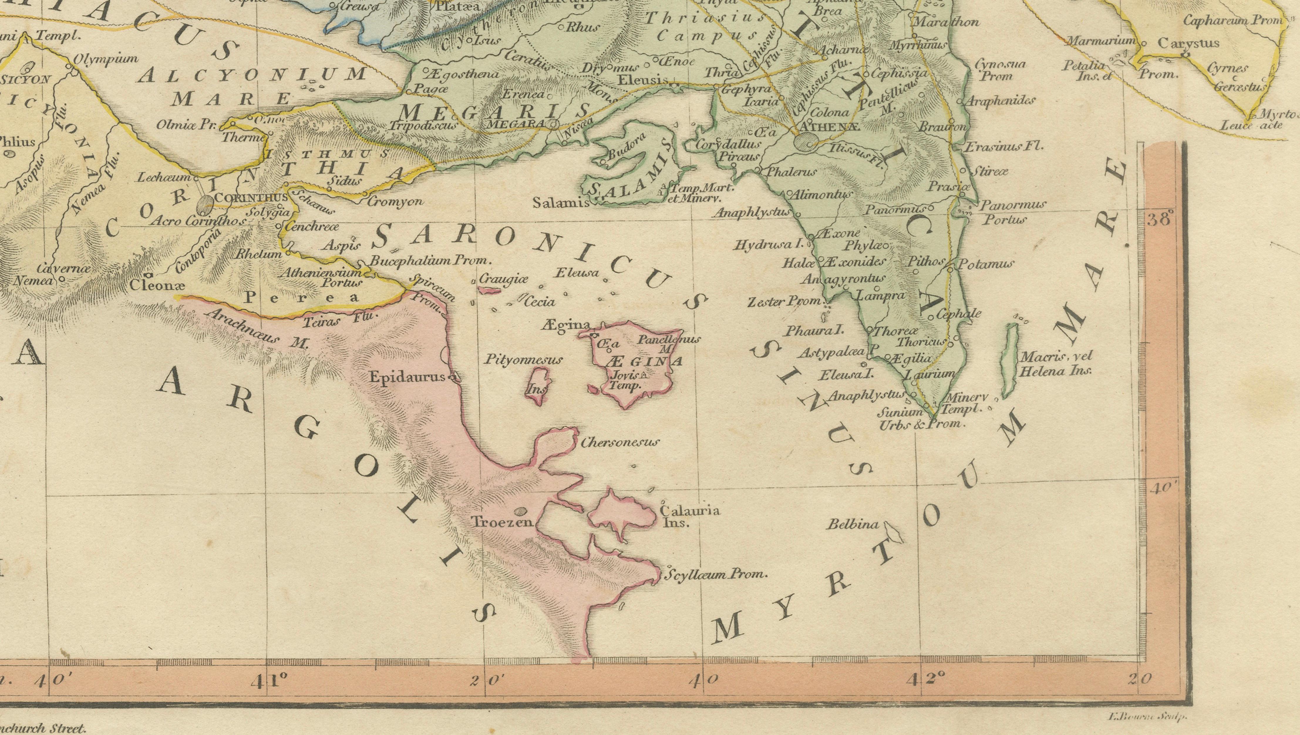 Ancient Achaia Map — Travels of Anacharsis Classical Greece, Wilkinson 1818
