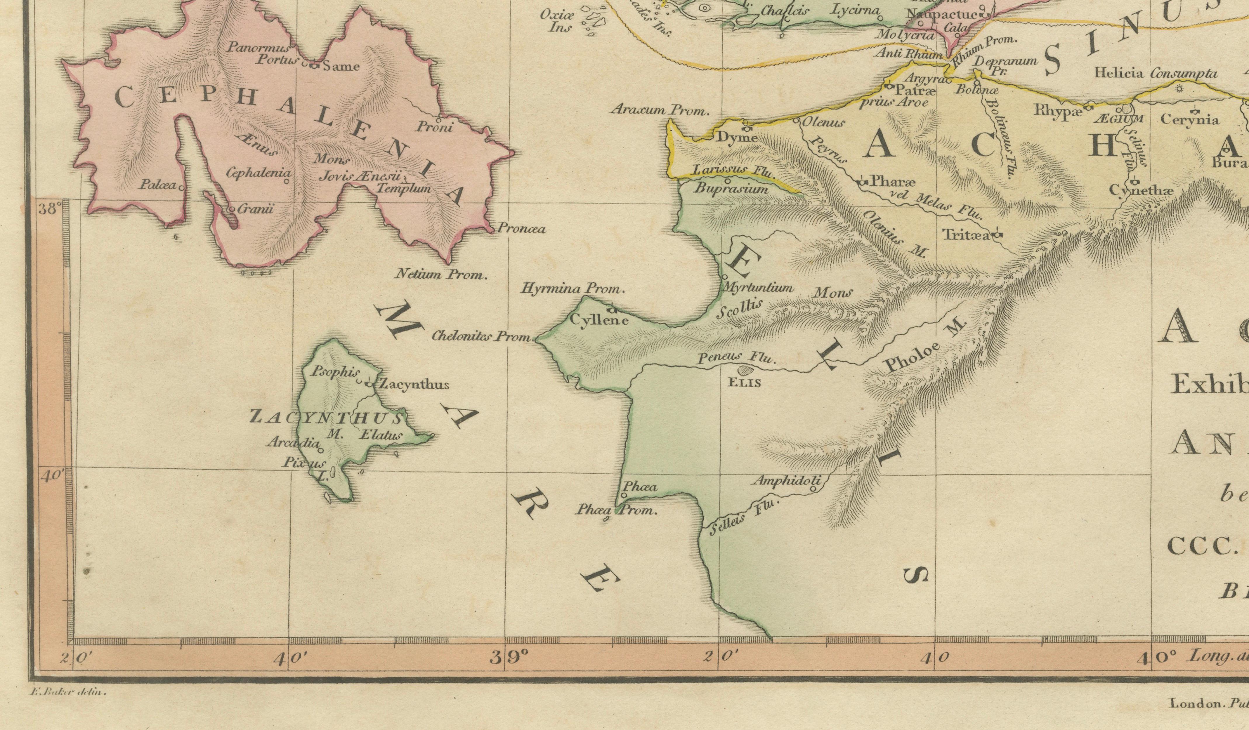 Ancient Achaia Map — Travels of Anacharsis Classical Greece, Wilkinson 1818