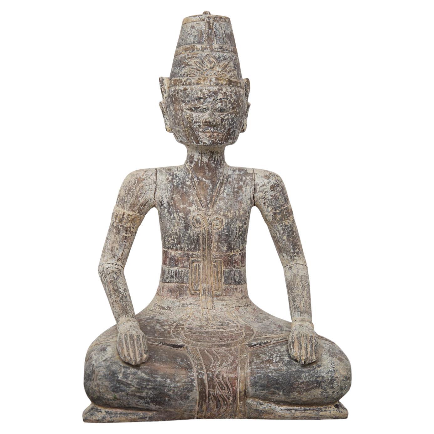 Statue Balinese figure of a seated Hindu priest 