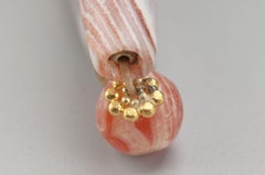 Ancient Agate Barrel Beads and Carnelian with Granulated 20k Gold Spacers