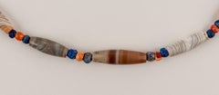Ancient Agate Barrel Beads with Lapis Lazuli, Carnelian, and 20k Gold Clasp