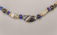 Ancient Agate Beads with Spherical 'Etched' Agates, Lapis Lazuli, and 20k Gold