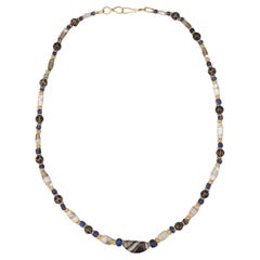 Ancient Agate Beads with Spherical 'Etched' Agates, Lapis Lazuli, and 20k Gold