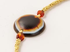Ancient Agate "Eye" Bead with Carnelian and 20k Granulated Gold Beads