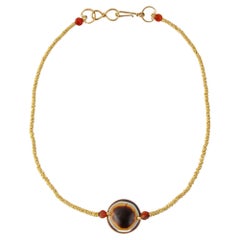 Antique Ancient Agate "Eye" Bead with Carnelian and 20k Granulated Gold Beads