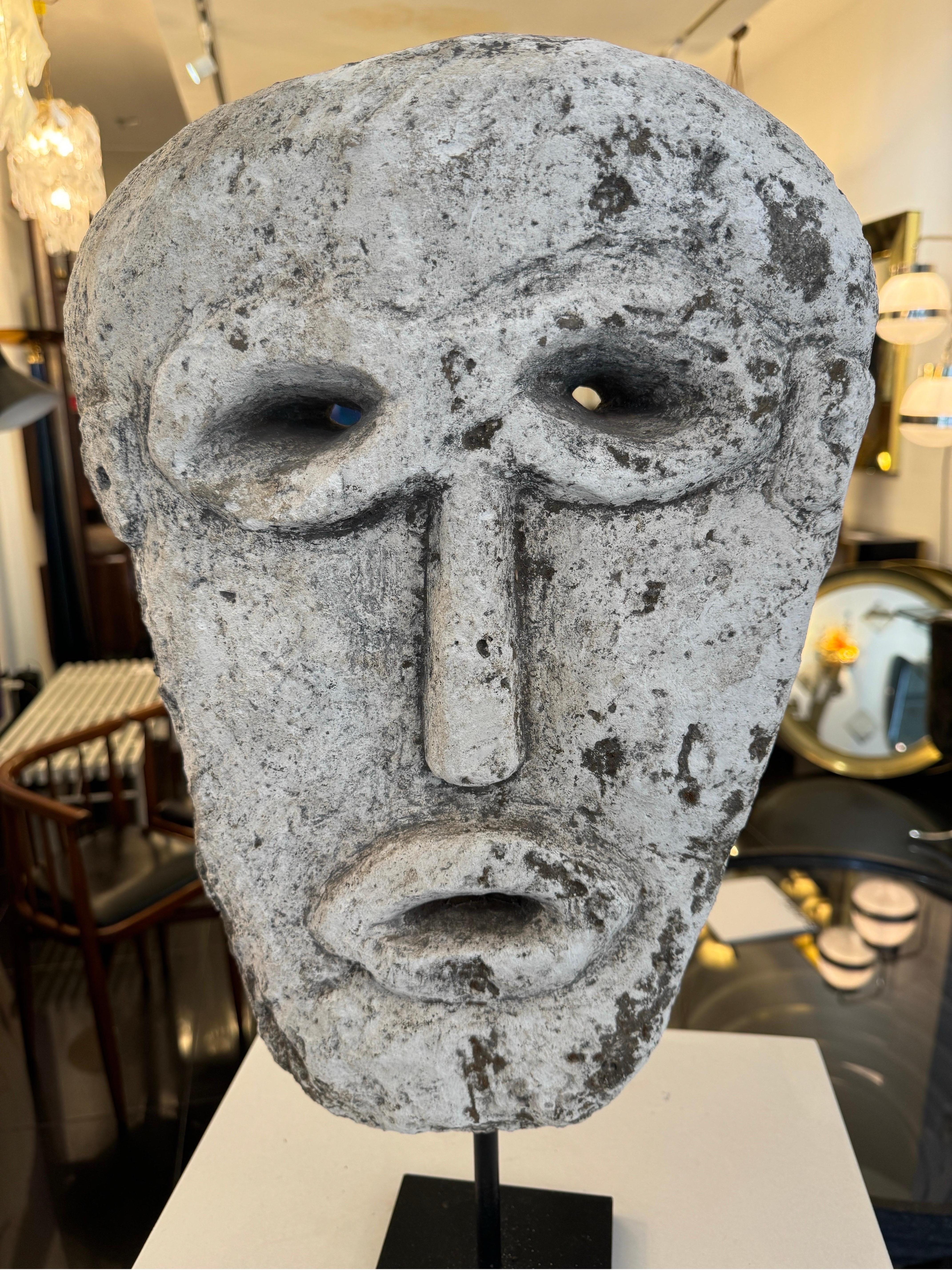 Metal Ancient Anthropomorphic carved stone sculpture For Sale