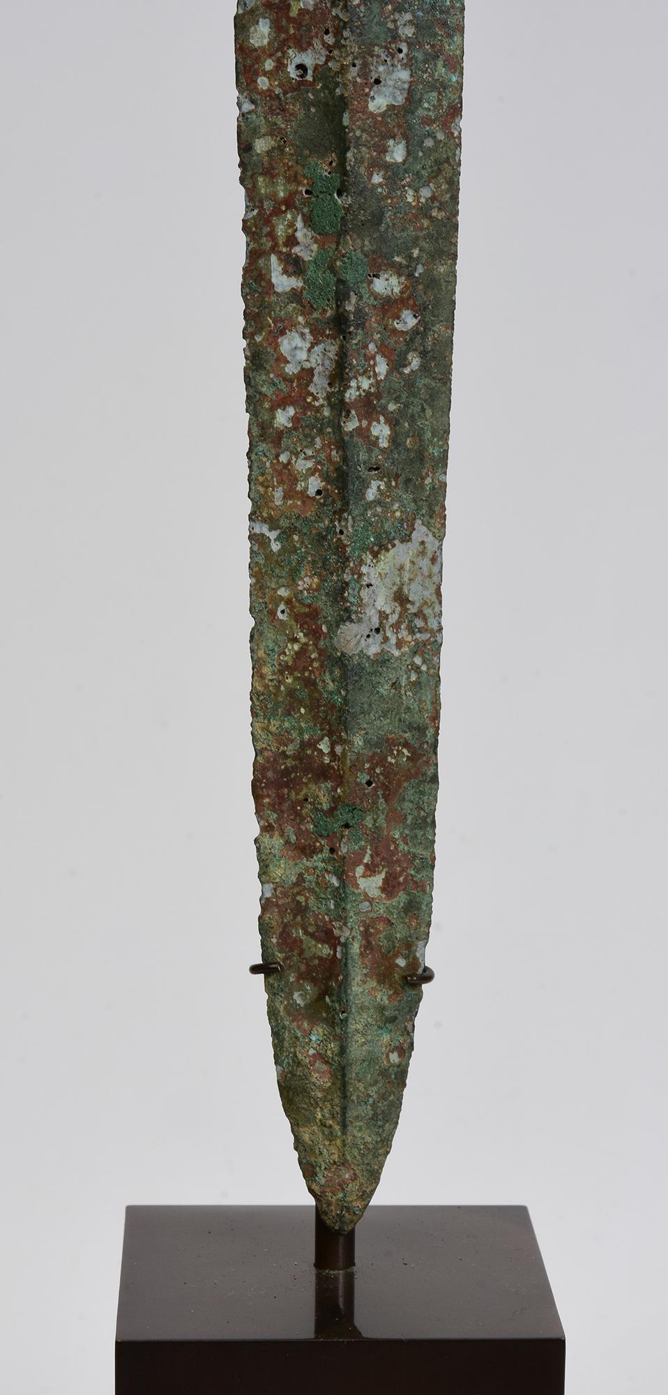 Ancient Antique Chinese Eastern Zhou Bronze Sword / Knife / Dagger with Stand 5