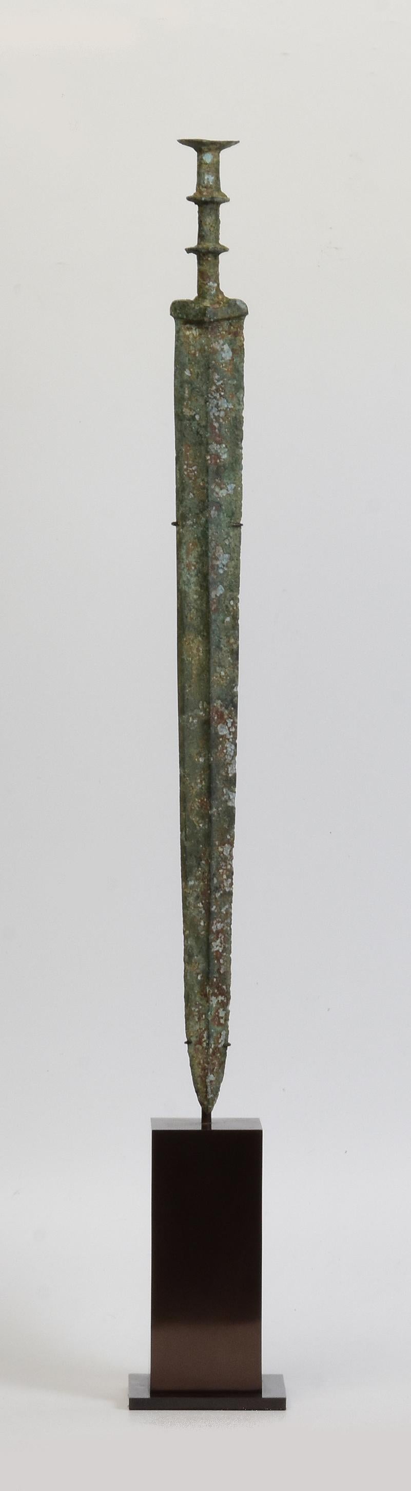 Ancient Antique Chinese Eastern Zhou Bronze Sword / Knife / Dagger with Stand 6