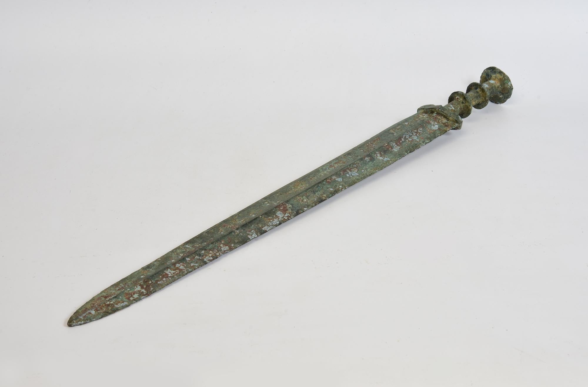 Ancient Antique Chinese Eastern Zhou Bronze Sword / Knife / Dagger with Stand 8