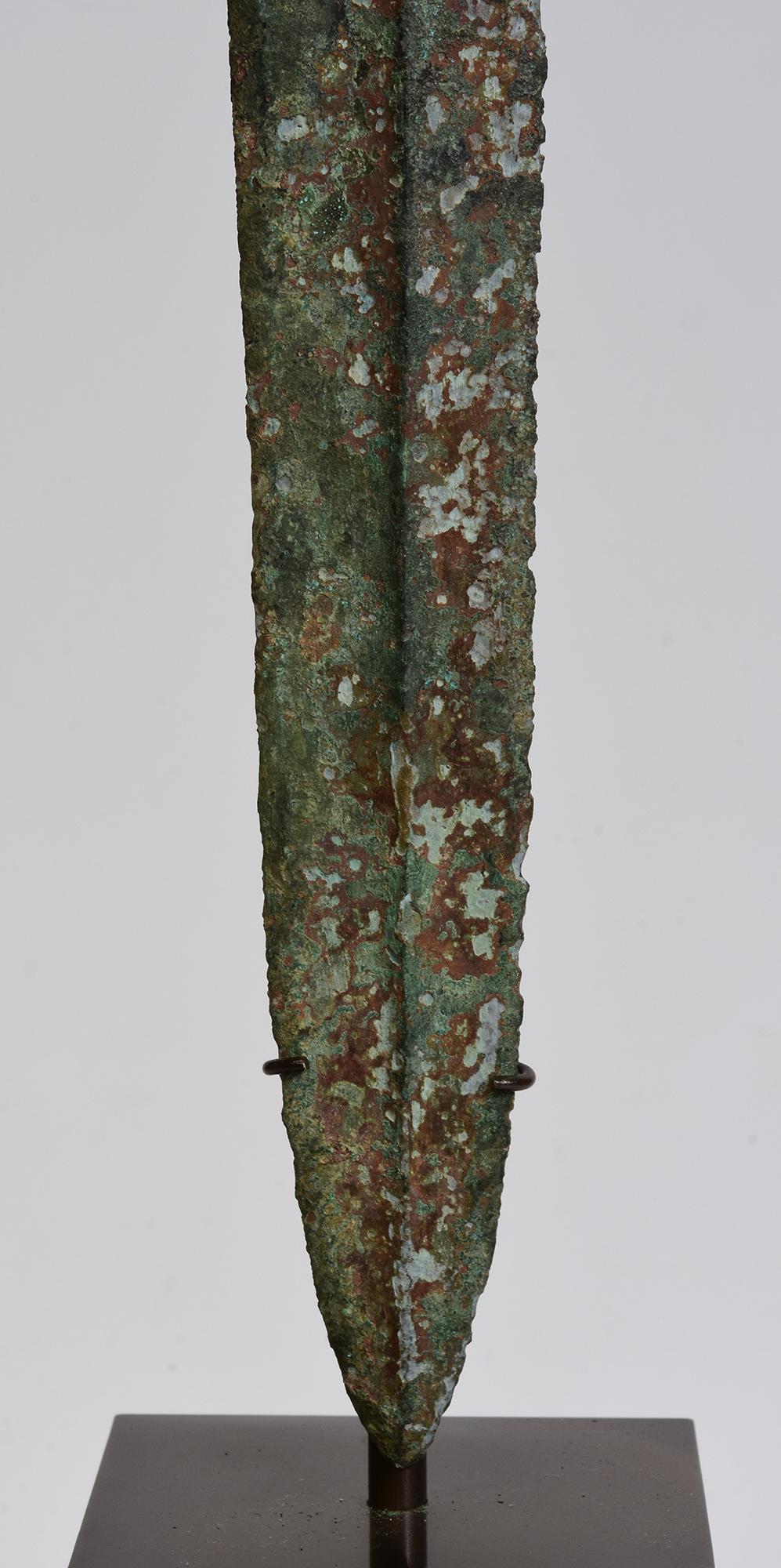 18th Century and Earlier Ancient Antique Chinese Eastern Zhou Bronze Sword / Knife / Dagger with Stand