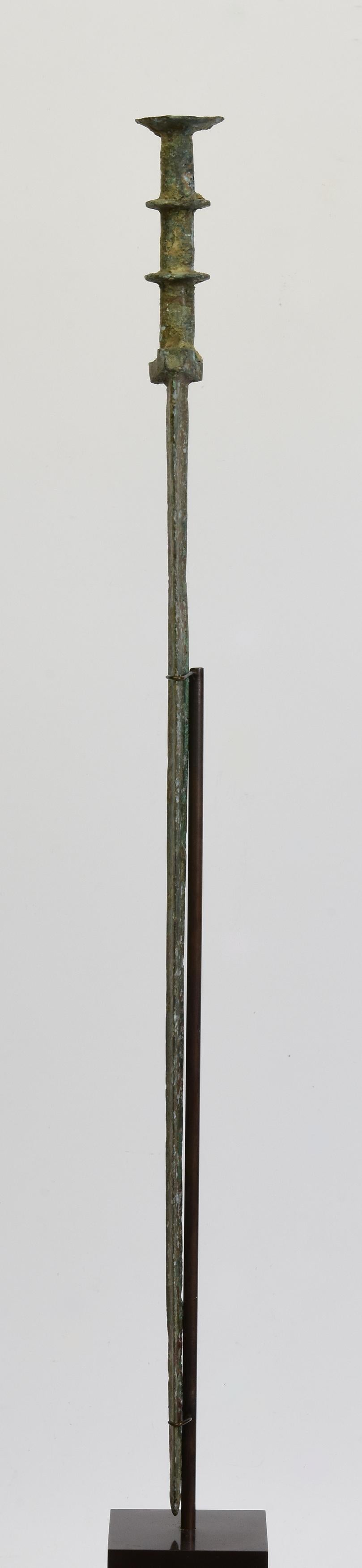 Ancient Antique Chinese Eastern Zhou Bronze Sword / Knife / Dagger with Stand 1