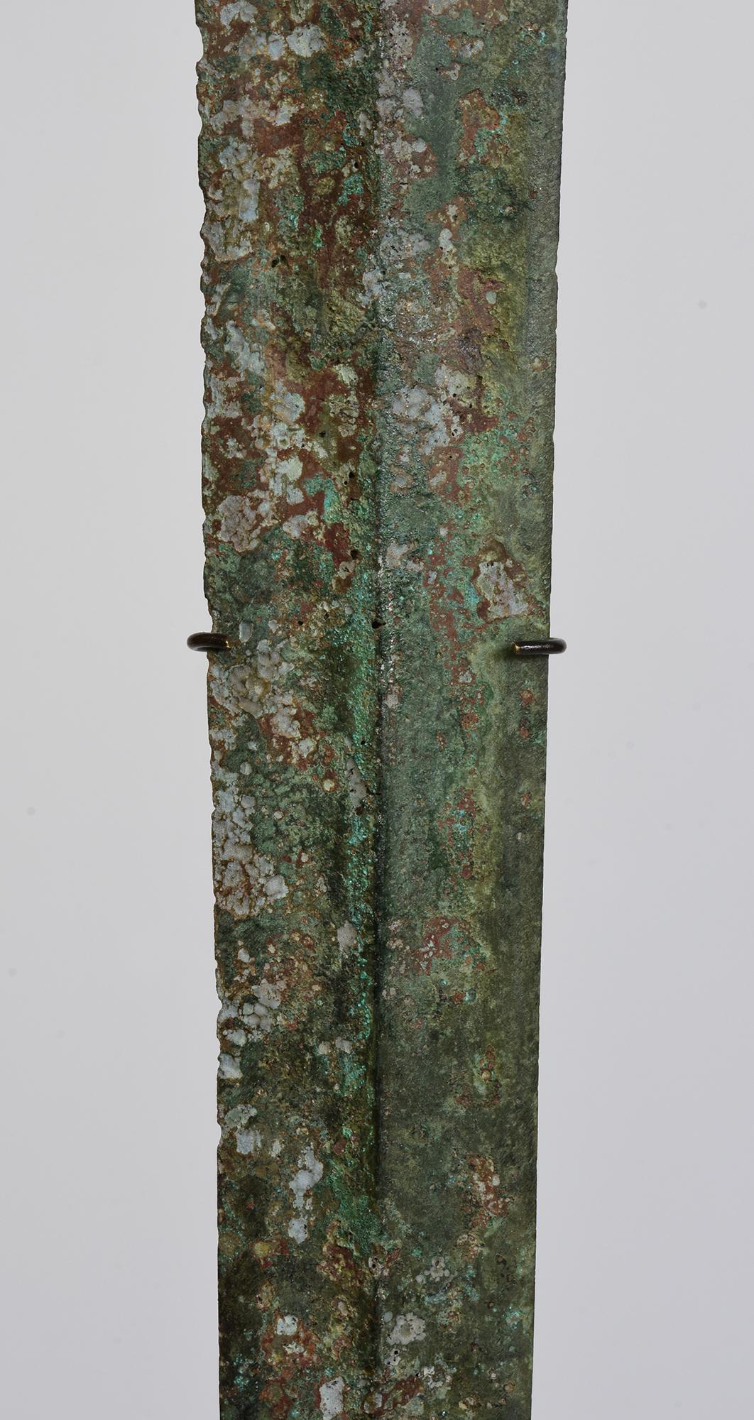 Ancient Antique Chinese Eastern Zhou Bronze Sword / Knife / Dagger with Stand 4